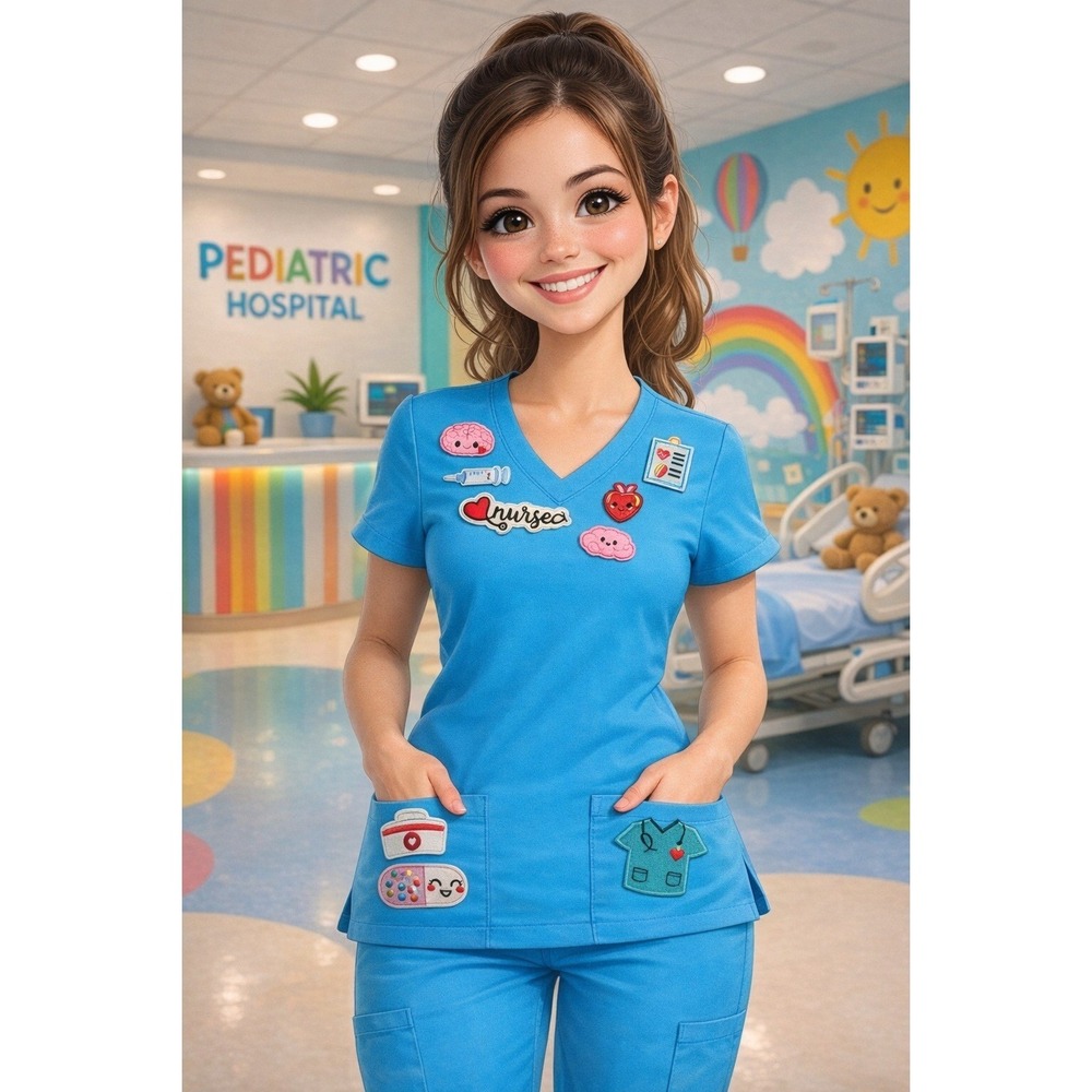 Nurse Package 9pc Kawaii Medical Iron On Patches Set Scrubs Brain Heart Syringe - Picture 2 of 4